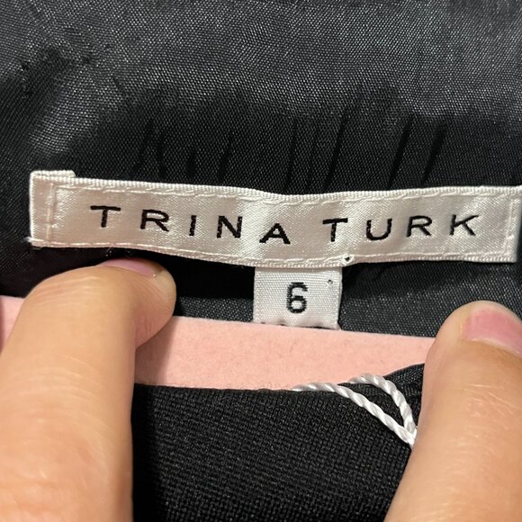 Trina Turk Womens Geometric Trish Dress Size 6 Navy Blue Artsy Office Statement - Picture 5 of 6